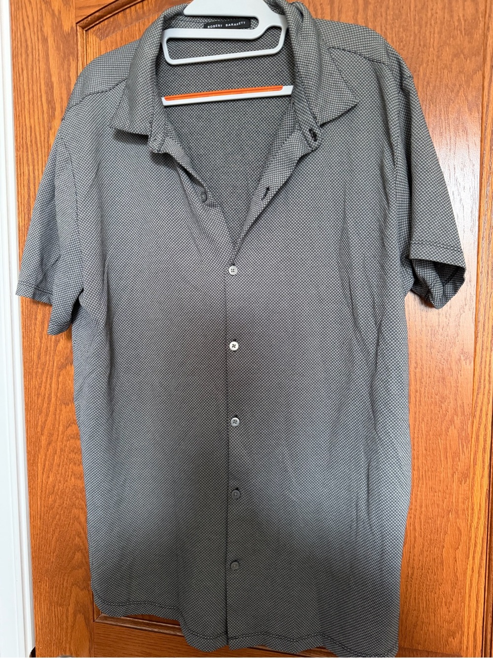 Robert Barakett Black and Gray Short-Sleeve Button-Down Shirt